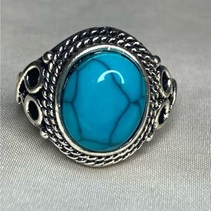 Wenbin Vintage Women's 925 Sterling Silver Ring Oval Cut Natural Bohemia